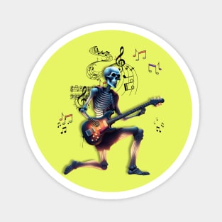 Skulls play music guitar Magnet